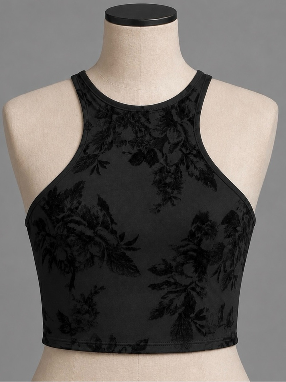 Vintage Flower Cropped Criss Cross Shirt Top